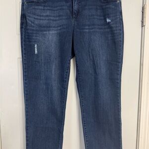 Democracy Dark Blue Straight Leg Ankle Jeans with Scarecrow Cuff
